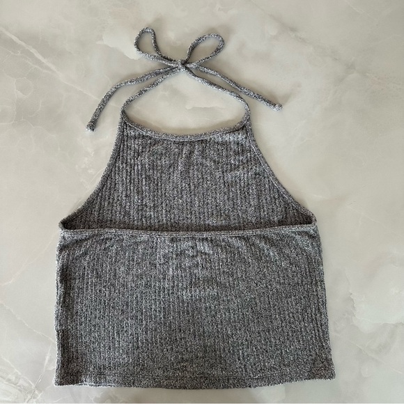 Brandy Melville Gray Ribbed Crop Halter Top - Picture 7 of 9